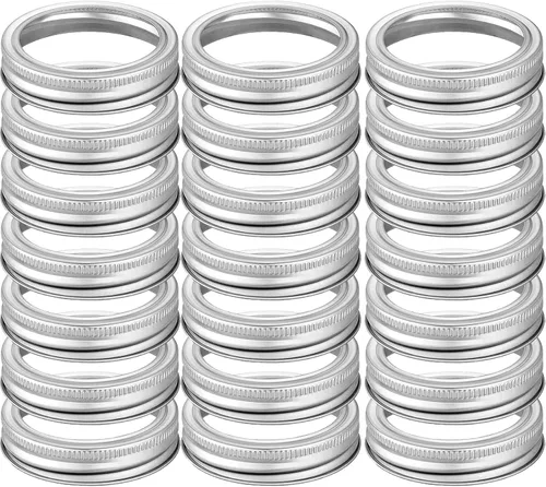 42 anillos para conservas de boca regular, bandas de conservas para tarros de boca pequeña, bandas de metal inoxidables para tarro Mason (plata,