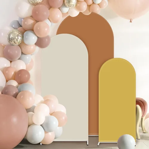 Vista 21 de VitalCozy Juego de 3 Cubiertas para Arco de Boda de 4/5/6 pies, Cubierta de Telón de Fondo de Arco de Tela de Doble Cara de Spandex Ajustado
