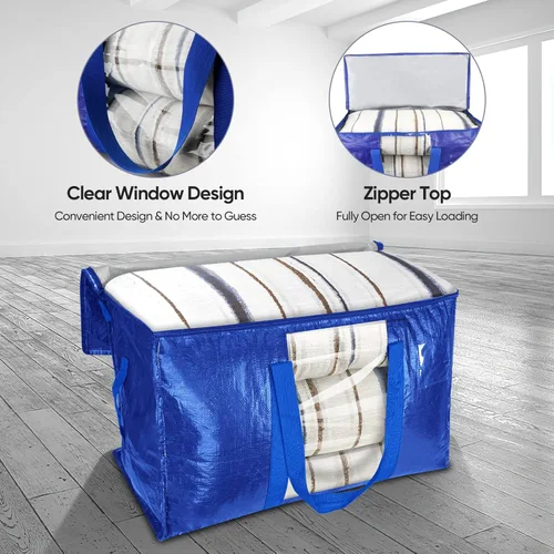 Vista 5 de BALEINE Paquete de 4 Bolsas de Mudanza de Gran Tamaño con Asas Reforzadas, Bolsas Tote de Almacenamiento Resistente Suministros de Mudanza