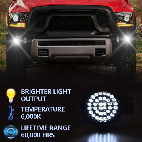 Vista 4 de G-PLUS Lámpara LED antiniebla compatible con Dodge Ram 2002-2009, lámparas antiniebla de conducción superbrillantes con interruptor de conductor