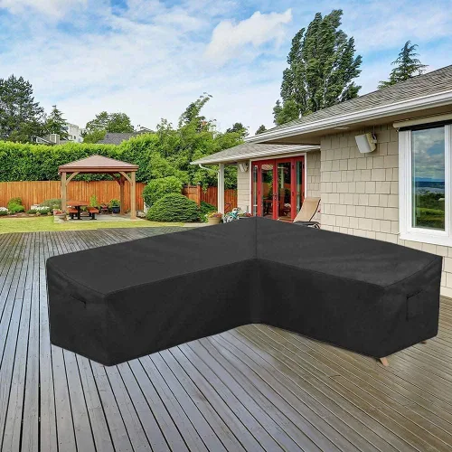Vista 7 de Funda de sofá seccional para muebles de patio, resistente a la intemperie, resistente a la intemperie, 420D, Oxford, para exteriores, en forma de L