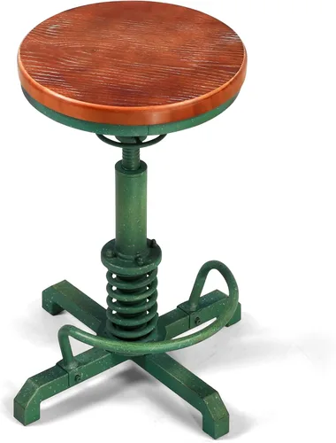 Vista 5 de LOKKHAN American Antique Steampunk Taburete de bar de 24.41 a 28.35 pulgadas, vintage, industrial, ajustable, giratorio, sin espalda, para comedor