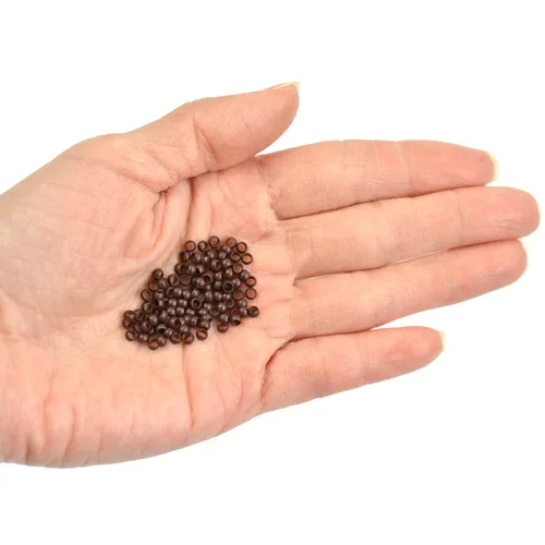 Vista 63 de 200 cuentas nano de 0.118 pulgadas (0.118 in), microenlaces de cobre, nano anillos, cuentas de cabello para extensiones de cabello (rubio oscuro)