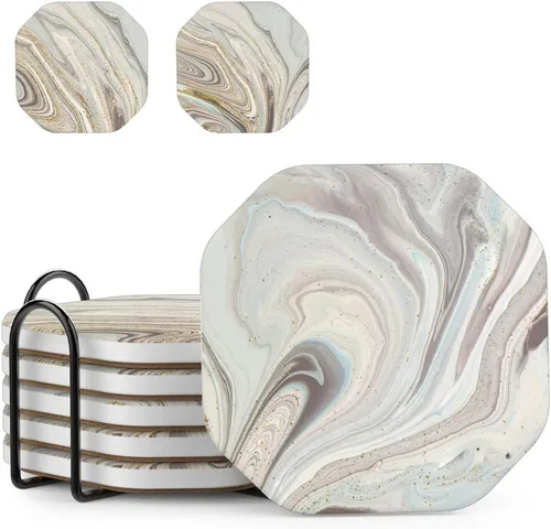 Vista 15 de UMIRRO Posavasos para decoración de mesa de café, posavasos rústicos retro bohemios de granja, tapetes absorbentes para tazas para mesa de madera