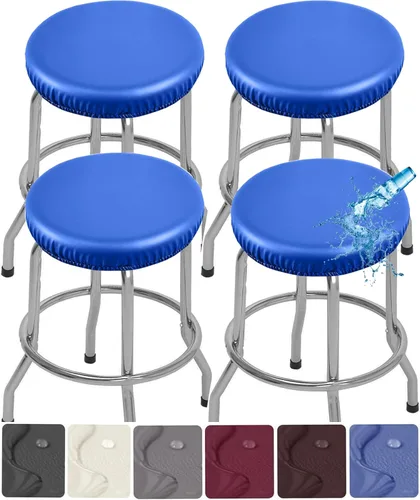 Vista 12 de Paquete de 2 fundas para taburetes de bar de poliuretano, impermeables, extraíbles, lavables, color gris, se adapta a taburetes redondos de 13 a 18