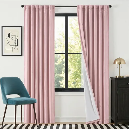 Vista 20 de Cortinas opacas completas de 63 pulgadas de largo para dormitorio, cortinas texturizadas de lino beige con forro con aislamiento térmico, cortinas