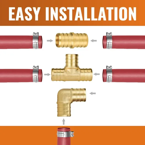 Vista 3 de SUNGATOR Paquete de 36 accesorios PEX de 3/4 pulgadas, 12 acoplamientos en T de codo, sin plomo latón Pex surtido de 3/4 pulgadas, certificado