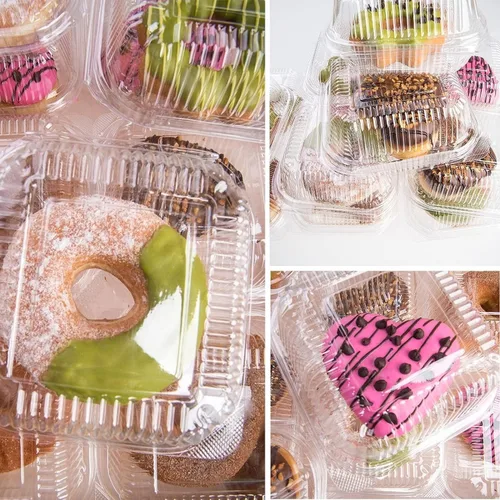 Vista 3 de Paquete de 100 recipientes de plástico transparente para llevar, contenedor de plástico desechable con bisagras con tapas transparentes, recipientes