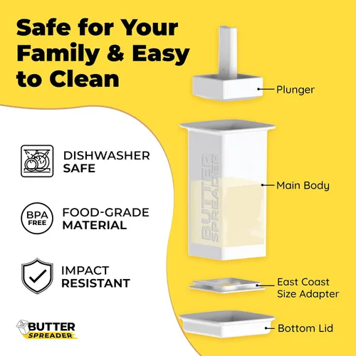Vista 7 de Esparcidor de mantequilla sin ensuciar, 1 paquete con capacidad para el doble de mantequilla para mazorcas de maíz, pan, waffles, panqueques. El