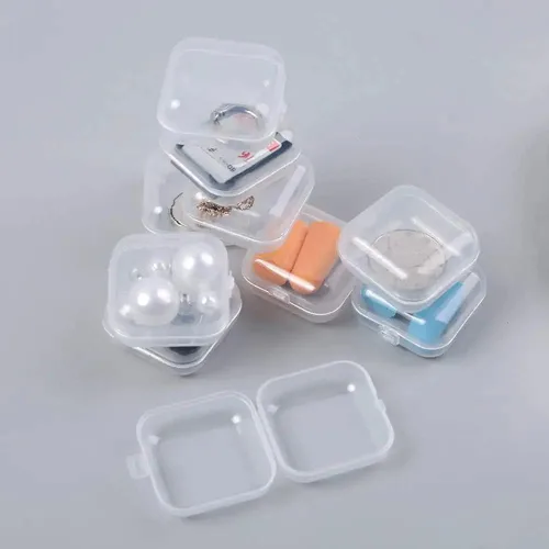 Vista 4 de GBSTORE Caja de plástico transparente de 0.071 in de grosor, cuadrada, para joyas, pastillas, contenedor con tapa, para proyectos de manualidades