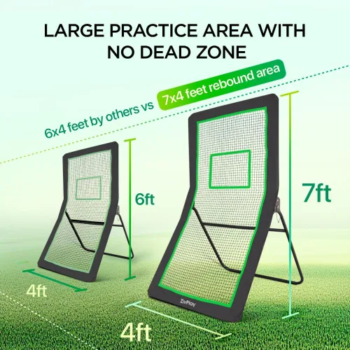 Vista 6 de Volleyball Rebounder Net Lacrosse Rebounder Bounce Back Equipment with 5 Adjustable Rebound Angles Ground Stakes Neon Strap for Lacrosse Training