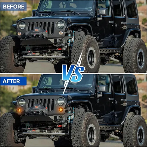 Vista 2 de Luces direccionales para Wrangler JK 2007-2017, 2 luces LED de circulación diurna LED, lámpara de señal de giro ámbar frontal, luz indicadora