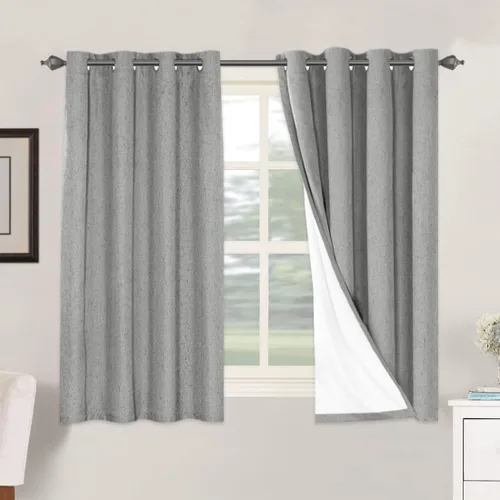 Vista 117 de H.VERSAILTEX - Cortinas opacas duraderas con textura gruesa, de 100 % de lino, cortina para puerta de patio, con ojales antioxidantes, panel