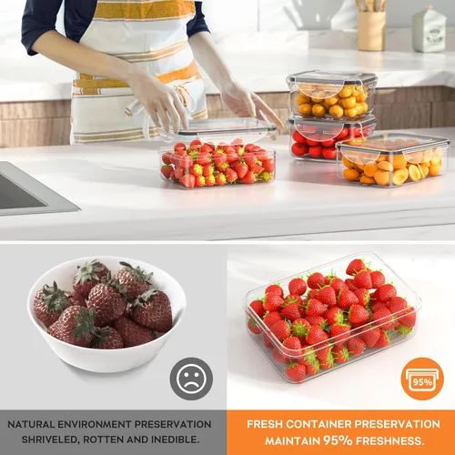 Vista 6 de 52 piezas de contenedores de almacenamiento de alimentos con tapas herméticas (26 contenedores y 26 tapas), contenedores de plástico