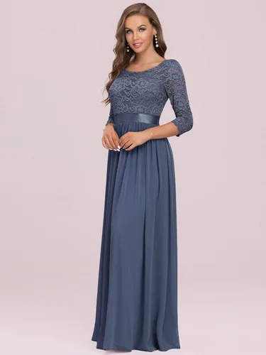 Vista 4 de Ever-Pretty - Vestido largo elegante para dama de honor con cintura imperio manga de 34 07412