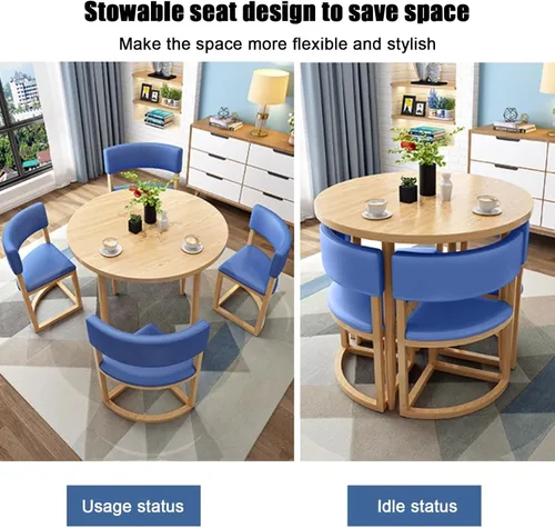 Vista 5 de YVYKFZD Juego de mesa de comedor redonda, juego de mesa y silla para sala de recepción de oficina, mesa de conferencia de café simple, mesa