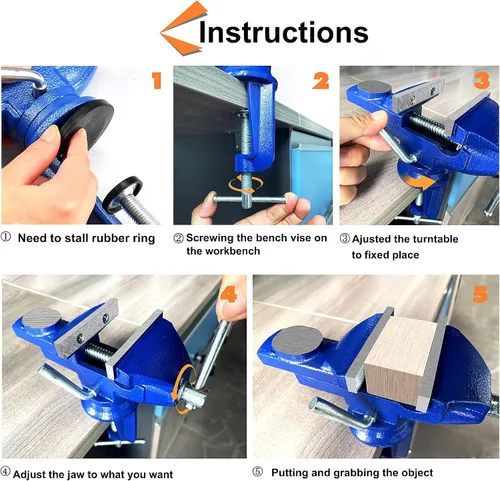 Vista 6 de Innest Base giratoria de abrazadera en tornillo de banco - Base giratoria de banco de 3 pulgadas, tornillo de banco portátil para banco de trabajo