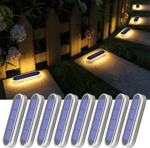 Vista 10 de Luces solares para cubierta al aire libre, impermeables, luces de paso al aire libre, panel solar, luces solares ABS anti-presión, luces solares Azul