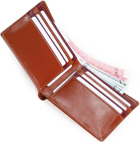 Vista 9 de DOSHI Billetera plegable vegana delgada clásica, Bourbon y vino, Classic