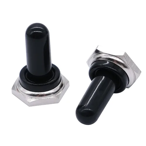 Vista 2 de Mxuteuk 5pcs negro 0.472 in goma Rocker Toggle Switch Knob sombrero impermeable cubierta del maletero tapa diez -MZ-BK