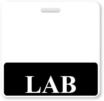 LAB Badge Buddy Insignia horizontal resistente para trabajadores de laboratorio Tarjetas a prueba de derrames y rasgaduras 2 caras impresas en