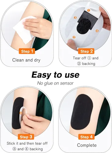 Vista 5 de Paquete de 20 parches adhesivos Dexcom G6 impermeables, cinta CGM de papel precortada para G6, sobreparche Dexcom G6 de larga estancia sin pegamento