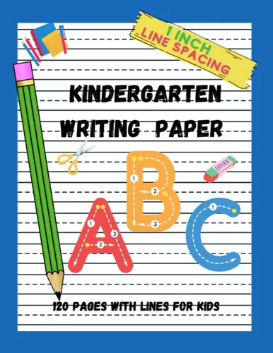 Kindergarten writing paper 120 Blank writing pages with dotted lines 8.5 x 11 inches - large size 1 inch ruled for writing practice
