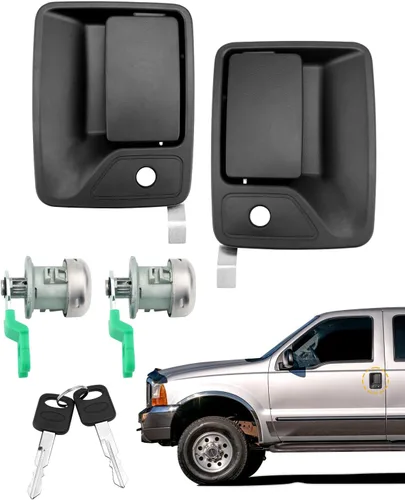 Vista 10 de Juego de manijas de puerta exterior (4 unidades), compatible con Ford F-250 Plástico negro