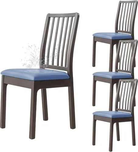 Vista 15 de Dimatic Juego de 2 fundas de asiento para silla, de piel sintética, impermeables, fundas elásticas para sillas de comedor, fundas protectoras