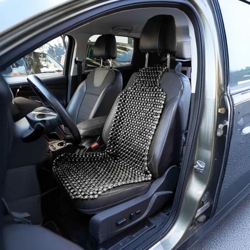 Vista 2 de Zone Tech Cojín para asiento de cuentas de madera (Negro)