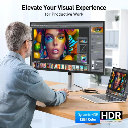 Vista 4 de Cable Matters Adaptador Mini DisplayPort a DisplayPort 1.4 de 32.4 Gbps 8K a DisplayPort 1.4 (Mini DP a DP 1.4) en negro - Resolución 8K @60Hz