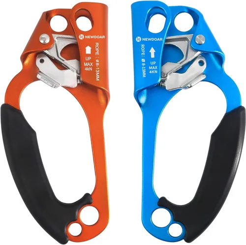 Vista 15 de NewDoar Certificado UIAA y CE - Ascendedor de mano para escalada en roca, arborista, equipo de rapel para cuerda de 8~13MM Negro Pro-Derecho