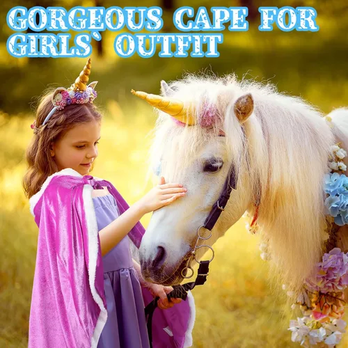 Vista 7 de Capa con capucha de princesa de piel para niñas, disfraz de princesa, ropa de fiesta multicolor para niños de 2 a 10 años, Navidad, carnaval