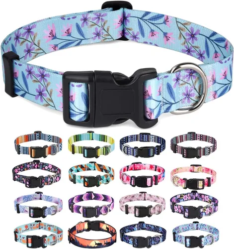 Vista 39 de Mihqy - Collar de perro, patrones geométricos florales, tribales, bohemios, collar de estilo étnico, suave y ajustable, para perros pequeños Abeja