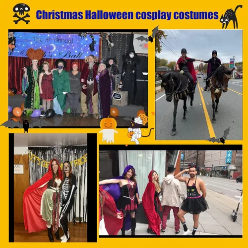 Vista 6 de Capa larga con capucha de terciopelo para Navidad, Halloween, capa de disfraces con capucha para mascarada