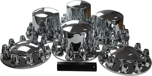 Vista 6 de Kits de cubiertas completas de eje de plástico ABS cromado con cubretuercas roscables de 33mm para semirremolques en juegos (con puntas)