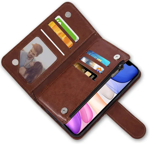 Vista 5 de Asuwish Funda de teléfono para iPhone 11 6.1 con protector de pantalla de vidrio templado y soporte de tarjeta de crédito con tapa de flores