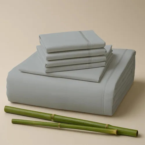 Vista 12 de Sacred Thread Juego de sábanas de 6 piezas de rayón derivado de bambú, juego de ropa de cama y fundas de almohada con bolsillos profundos, ropa