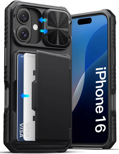 Vista 16 de ATATOO Funda tipo cartera para iPhone 16e, tarjetero integrado (3-5 tarjetas) y funda de cámara deslizante y bloqueo RFID, protección de grado Azul