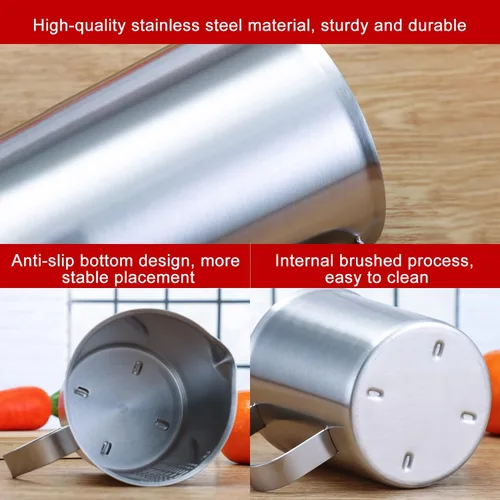 Vista 4 de Othmro Vasos medidores de 64 onzas con 2 escalas – Jarra de medición graduada de acero inoxidable 304 – Vaso de vertido de 67.6 fl oz con mango