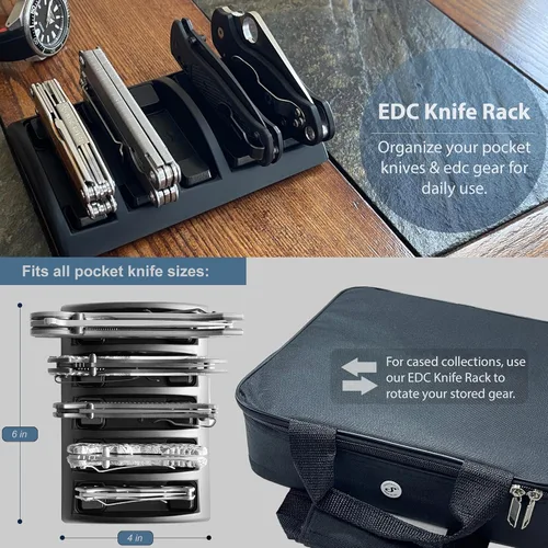 Vista 2 de EDC - Estante para cuchillos - Bandeja organizadora de equipo EDC - Soporte para cuchillos y accesorios (negro)