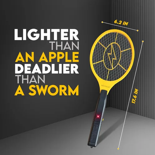 Vista 3 de DEVOGUE Paquete de 2 matamoscas eléctrico, matamoscas y insectos, funciona con pilas, matamoscas para interiores y exteriores, para control