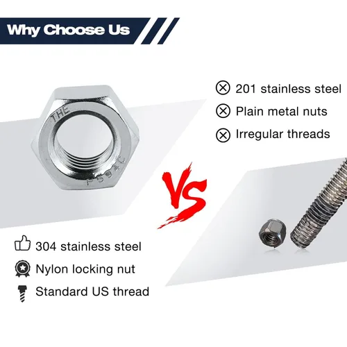 Vista 4 de Tuercas hexagonales de acero inoxidable ASME B18.2.2 de 5/16-18 pulgadas (25 unidades), tuerca hexagonal 18-8, acabado brillante, rosca completa