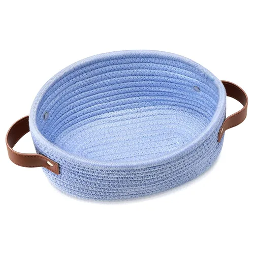 ABenkle Cesta tejida pequeña, mini cesta de almacenamiento de cuerda de algodón, pequeña cesta de Pascua, cesta de estante, cesta decorativa ovalada
