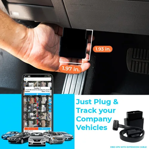 Vista 3 de Optimus Rastreador GPS enchufable para coches - Fácil instalación - Alertas de conducción brusca - Historial de informes y más - Cable de extensión
