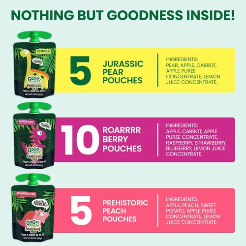 Vista 10 de GoGo squeeZ Fruit & veggieZ - Paquete variado de puré de manzana y puré, melocotón de pedal y bayas de Boulder, 3.2 onzas (paquete de 20)