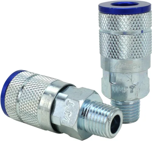 Vista 8 de ColorFit by Milton Kit de acoplador y enchufe - (estilo T, azul) - 1/4" NPT, (14 piezas) - S-314TKIT