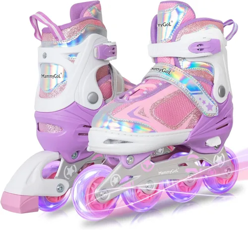 Vista 14 de MammyGol Adjustable Inline Skates for Kids Boys Girls Youth Beginner with Light up Wheels Ages 4-16