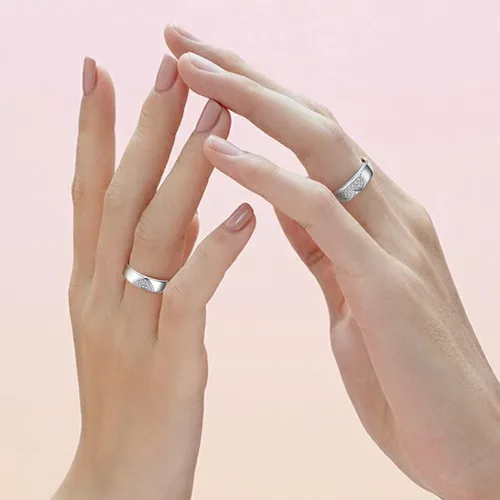 Vista 2 de Couples Rings Set Matching Promise Rings Adjustable Wedding Trendy Titanium Stainless Steel Rings for Couples Valentines Day Jewelry
