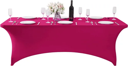 Vista 6 de MDS Pack of 2 Spandex Tablecloth 4FT Tight, Fitted, Washable and Wrinkle Resistant Stretch Rectangular Patio Table Cover for Wedding,Event,Banquet &